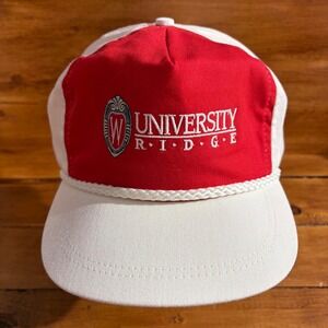 University Ridge Golf Hat Wisconsin Badgers Imperial Headwear Red Rope USA Made‎